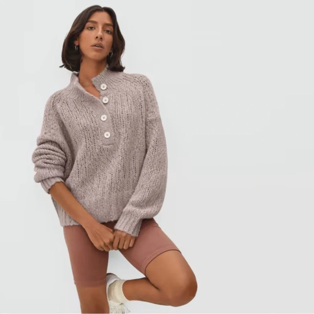 Everlane Button-Front Cowl Pullover - Picture 3 of 9